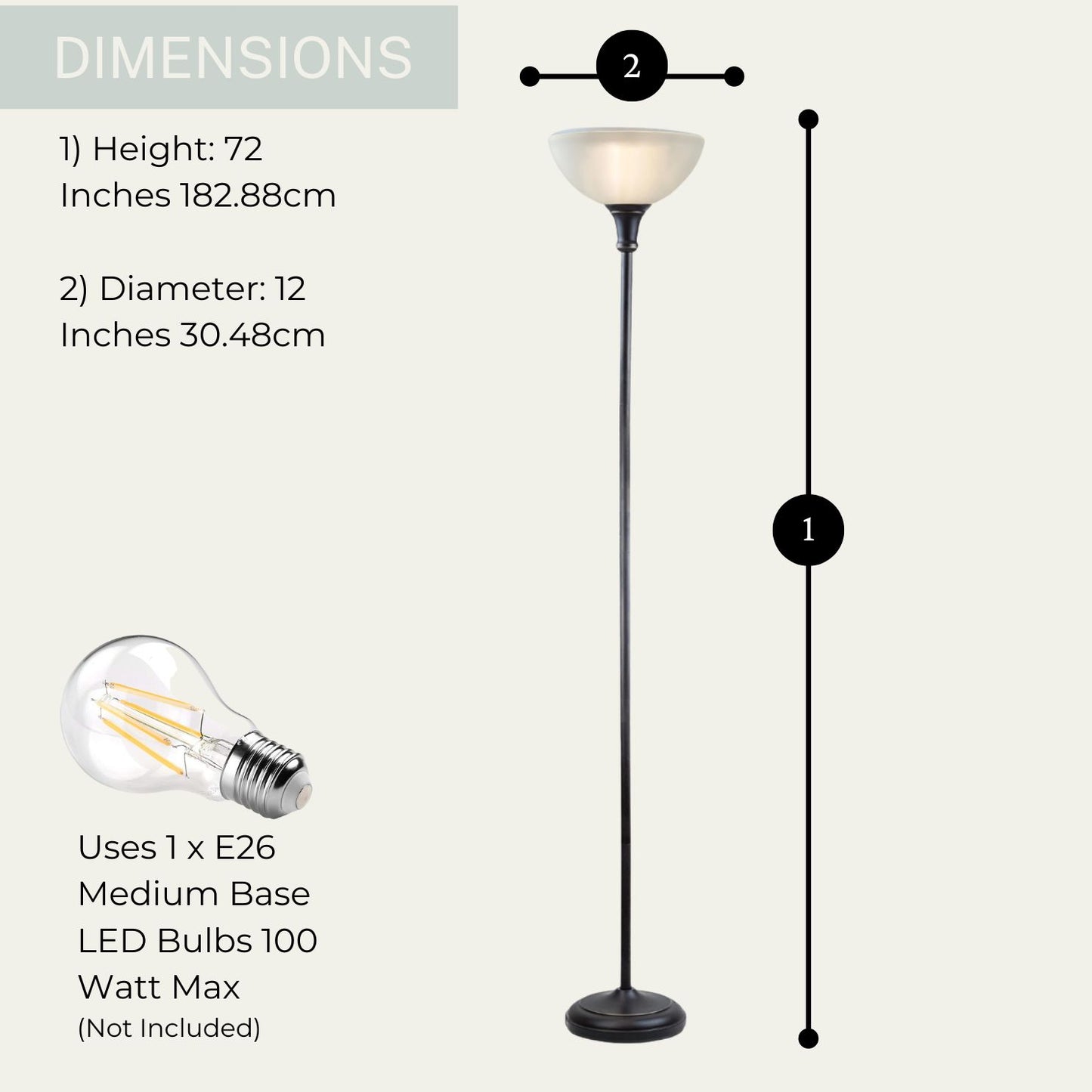 Torchiere Threshold Floor Lamp with Bronze Finish & Frosted White Shade
