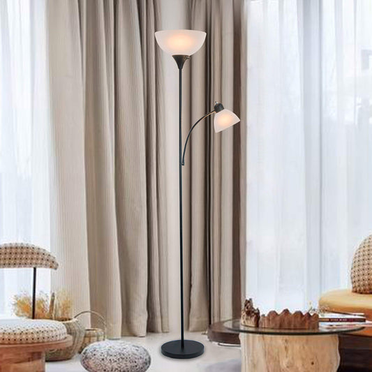 Torchiere Floor Lamp with Opal White Cone Shade