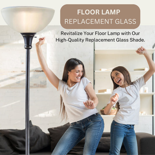 LIGHTACCENTS White Glass Lamp Shade Replacement for Floor Lamp - Lamp Shade for Floor Lamps - Glass Lamp Shade - Floor Lamp Shade - Light Fixture Replacement Glass (White)