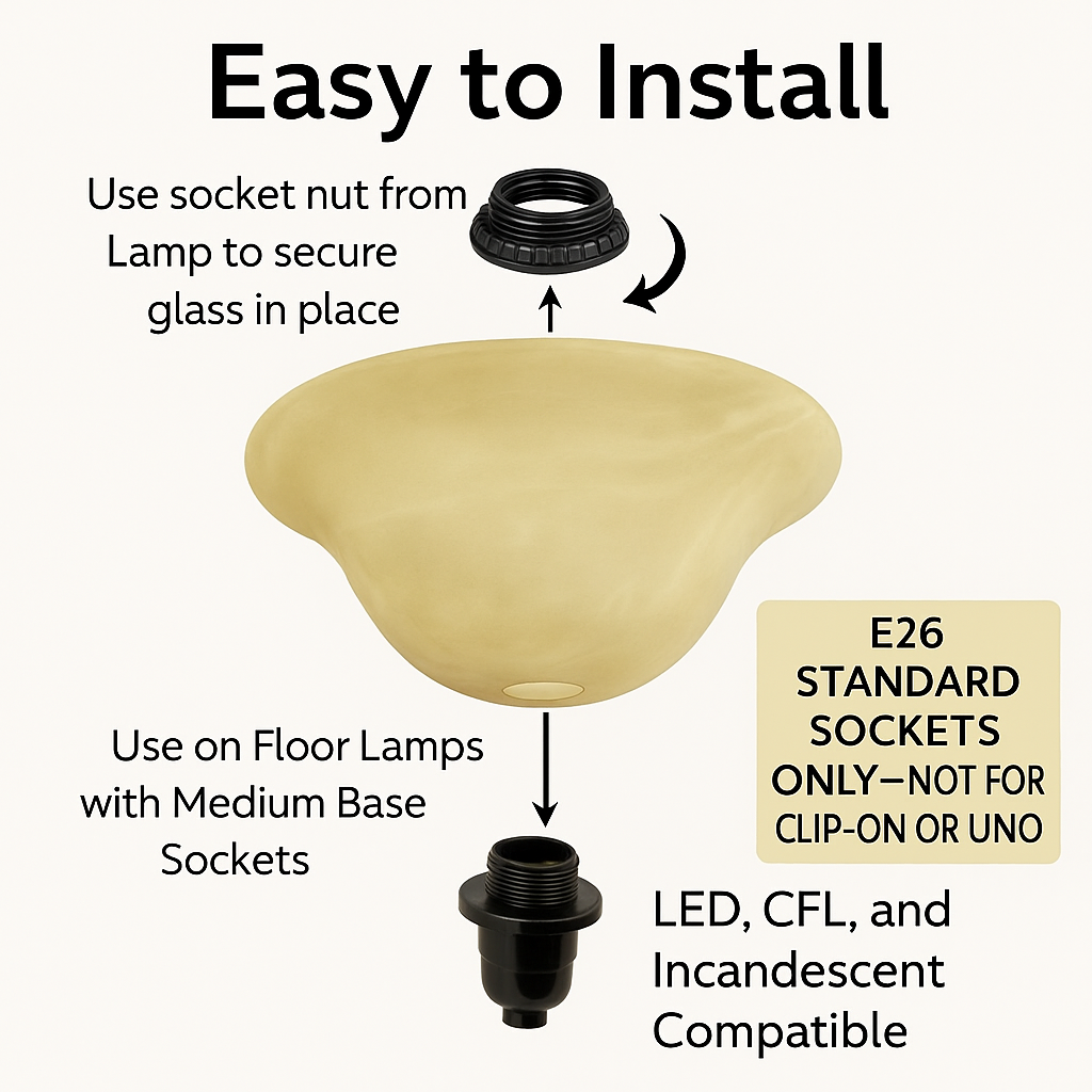 Alabaster Glass Floor Lamp Shade Replacement – 12”