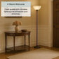 Torchiere Threshold Floor Lamp with Bronze Finish & Frosted White Shade