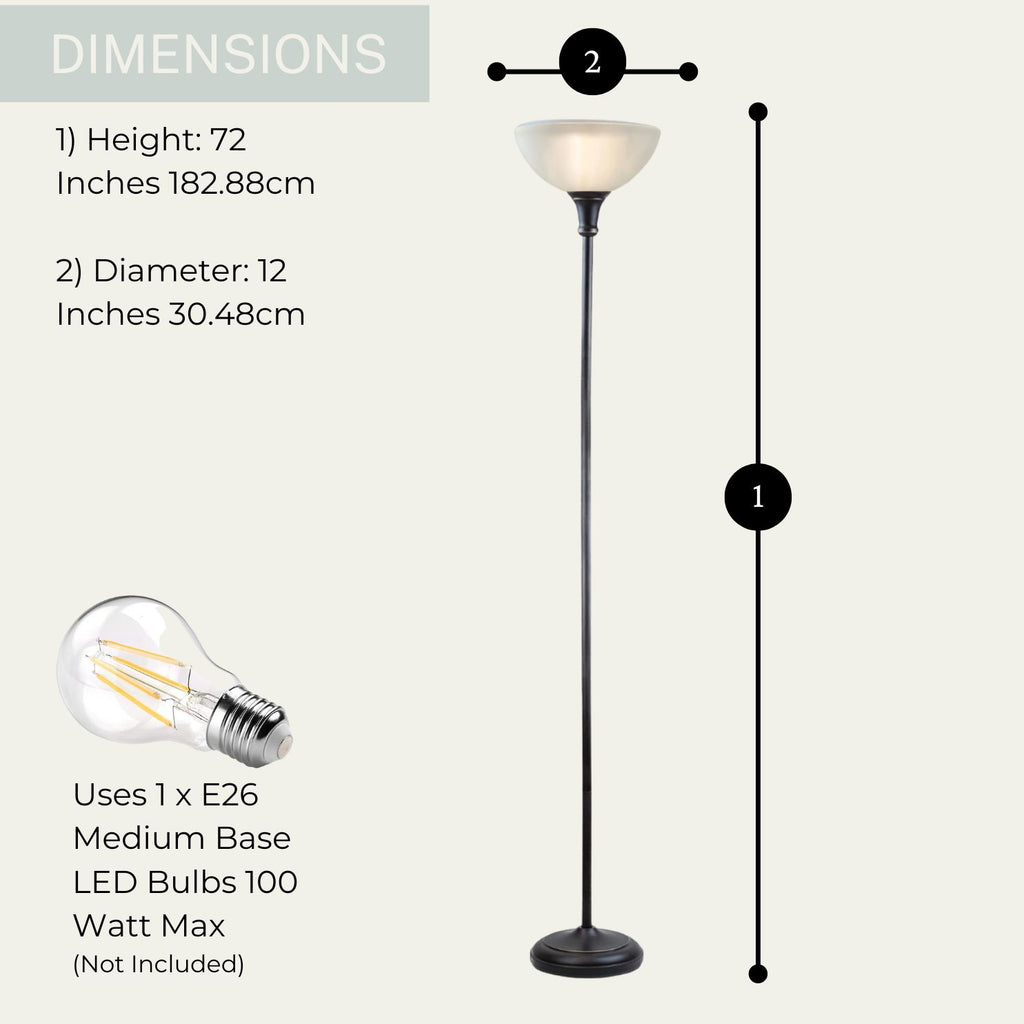 Torchiere Threshold Floor Lamp with Bronze Finish & Frosted White Shade