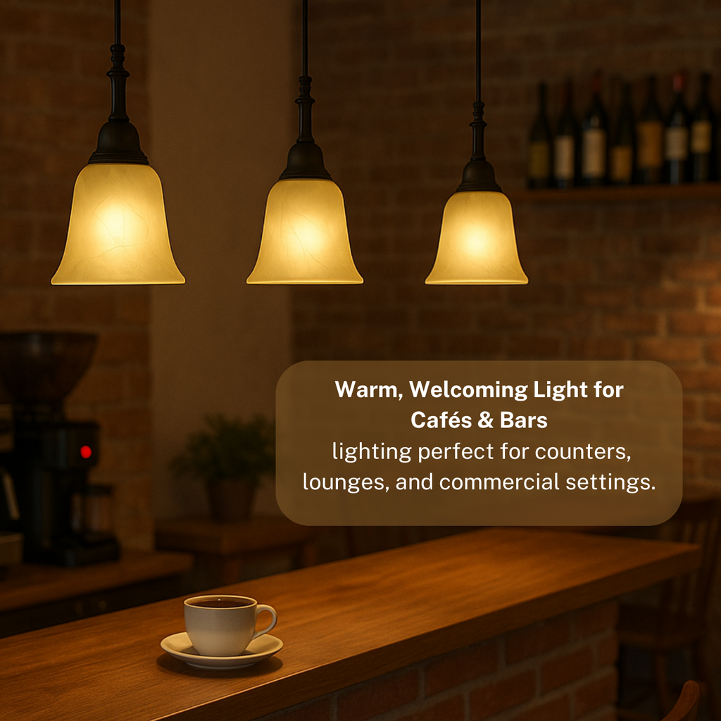 Amber Alabaster Glass Shade - Farmhouse Style for Chandeliers, Pendants, Wall Vanities & Table Lamps - 6"x6" - Socket Nut Compatible