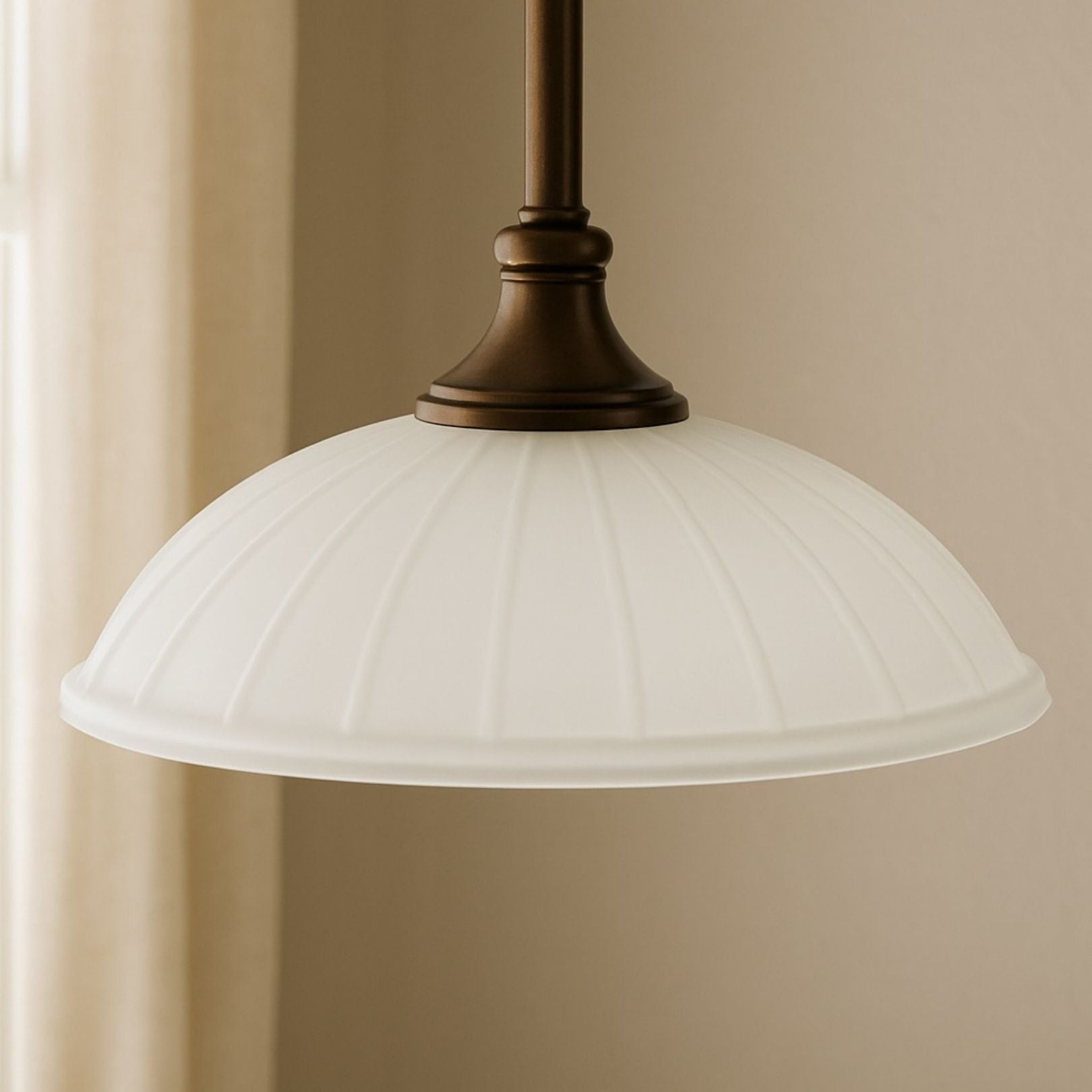 Replacement Glass Shade for Pendant Light and Semi-Flush Mount Fixtures, 12-Inch Frosted Dome Glass, 1.65″ Center Hole for Hanging or Ceiling Lights