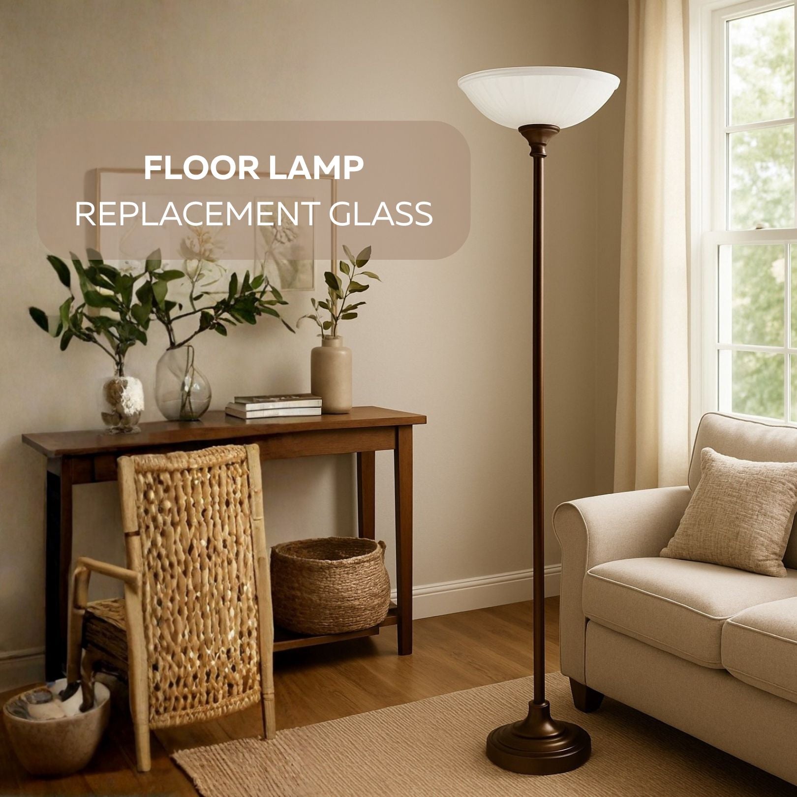 Replacement Glass Shade for Pendant Light and Semi-Flush Mount Fixtures, 12-Inch Frosted Dome Glass, 1.65″ Center Hole for Hanging or Ceiling Lights