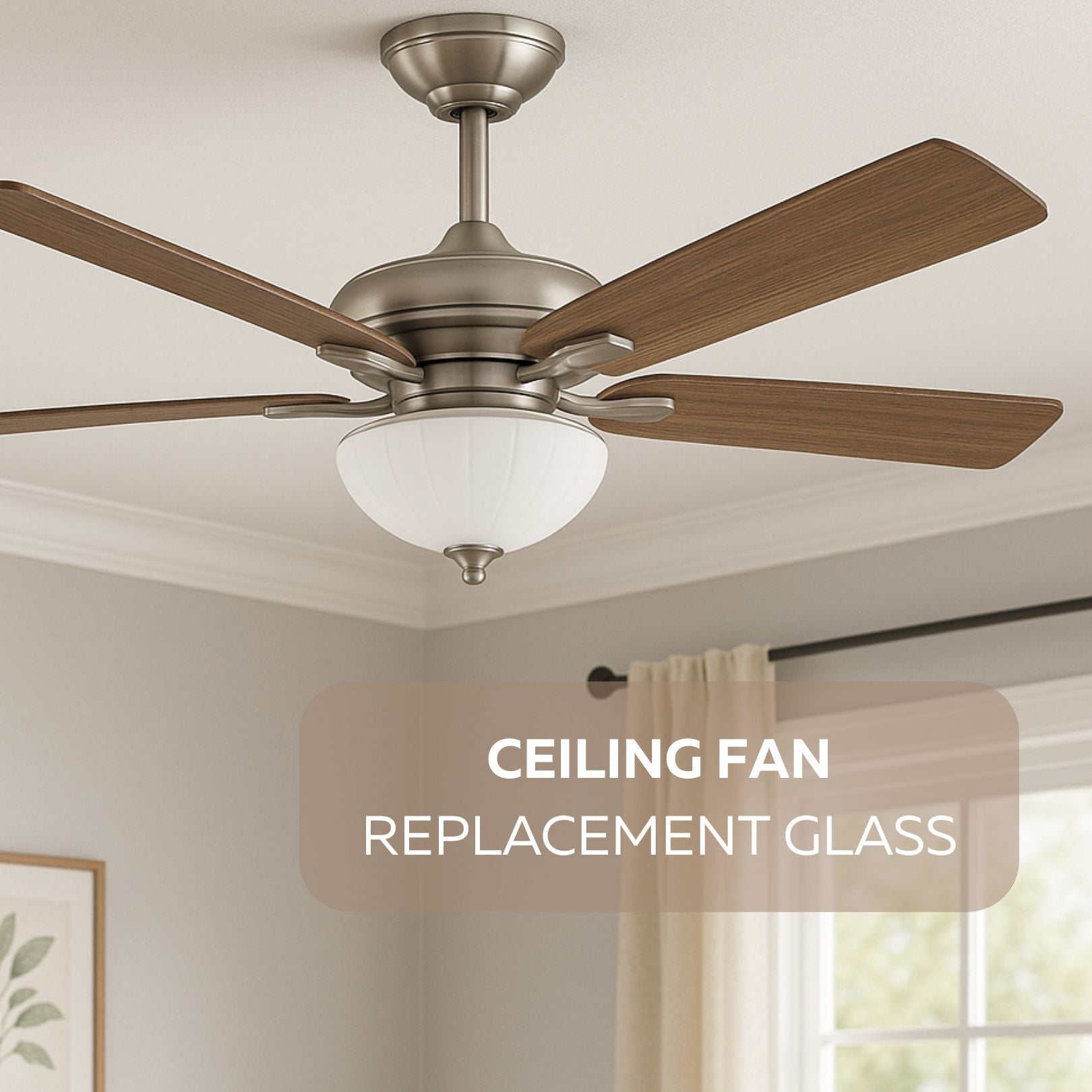 Replacement Glass Shade for Pendant Light and Semi-Flush Mount Fixtures, 12-Inch Frosted Dome Glass, 1.65″ Center Hole for Hanging or Ceiling Lights