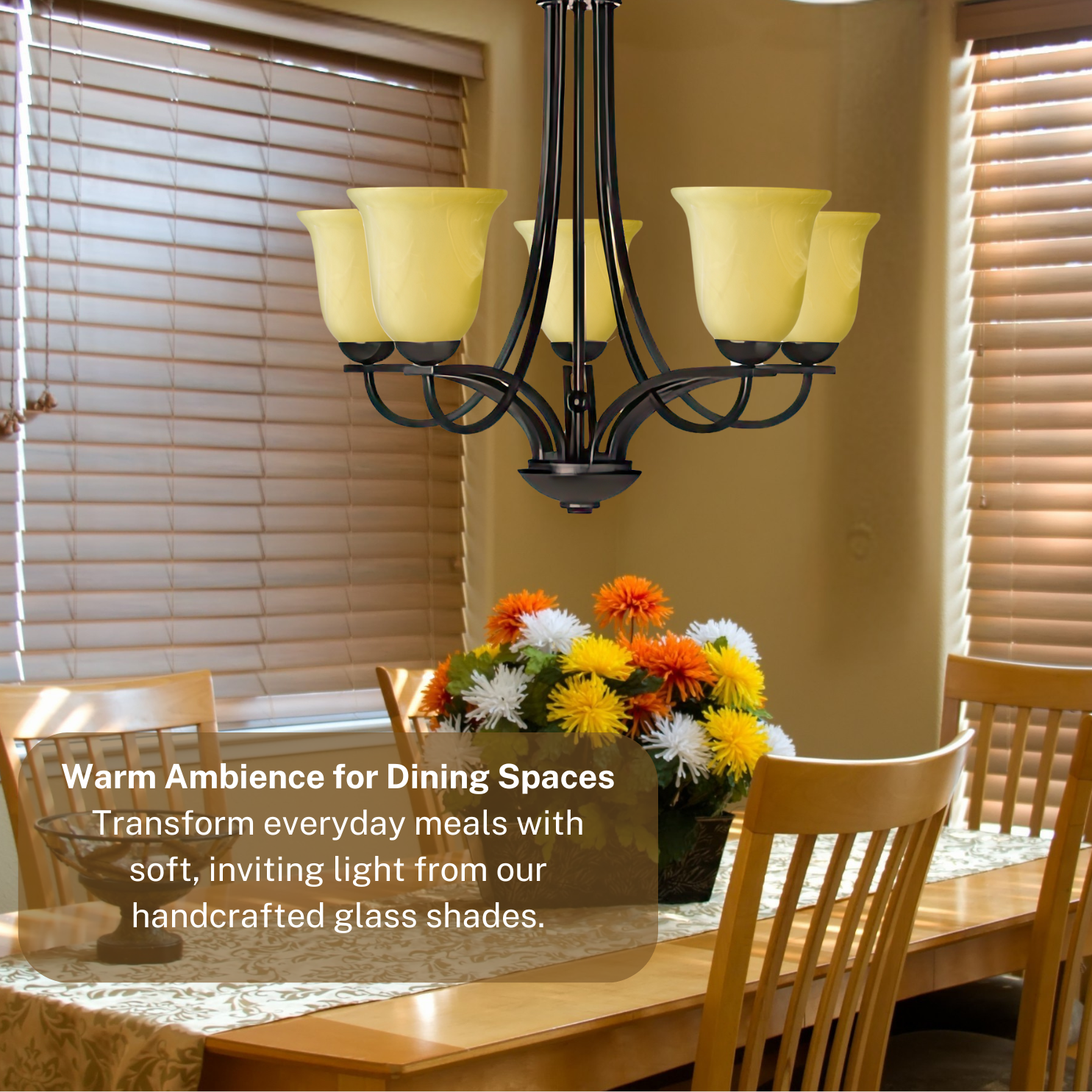 Amber Alabaster Glass Shade - Farmhouse Style for Chandeliers, Pendants, Wall Vanities & Table Lamps - 6"x6" - Socket Nut Compatible