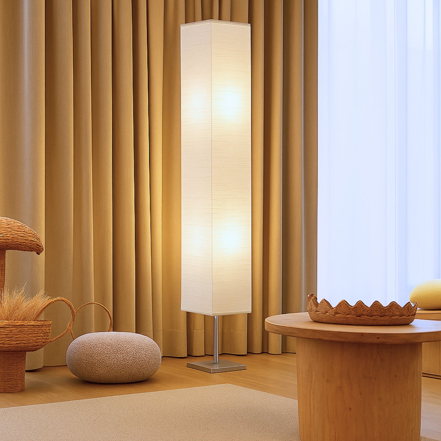 Honors Paper Floor Lamp and White Paper Shade and Foot Switch