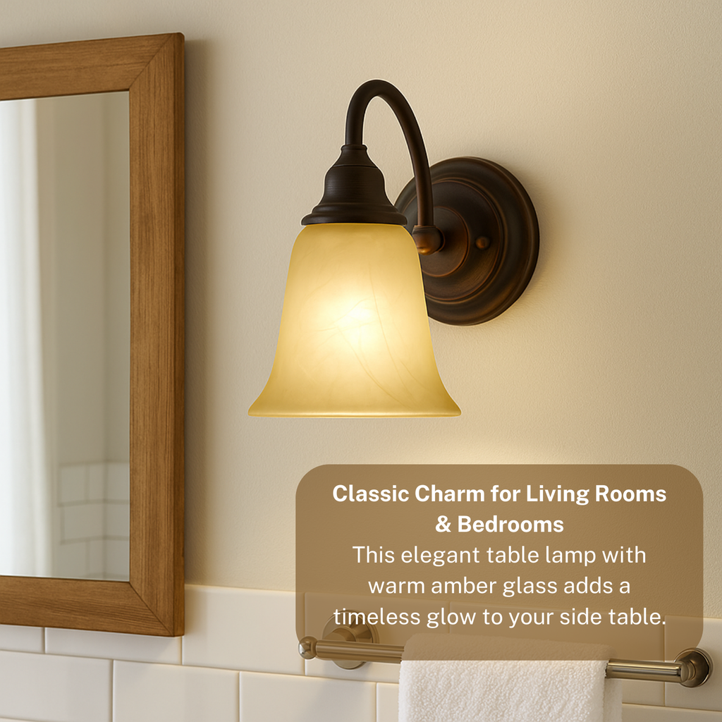 Amber Alabaster Glass Shade - Farmhouse Style for Chandeliers, Pendants, Wall Vanities & Table Lamps - 6"x6" - Socket Nut Compatible