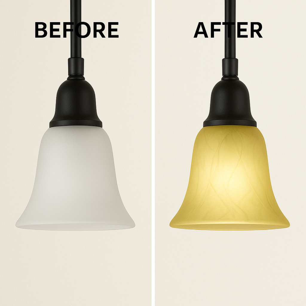 Amber Alabaster Glass Shade - Farmhouse Style for Chandeliers, Pendants, Wall Vanities & Table Lamps - 6"x6" - Socket Nut Compatible