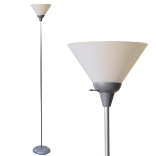 Torchiere Floor Lamp - Contemporary Standing Lamp with Opal White Cone Shaped Shade