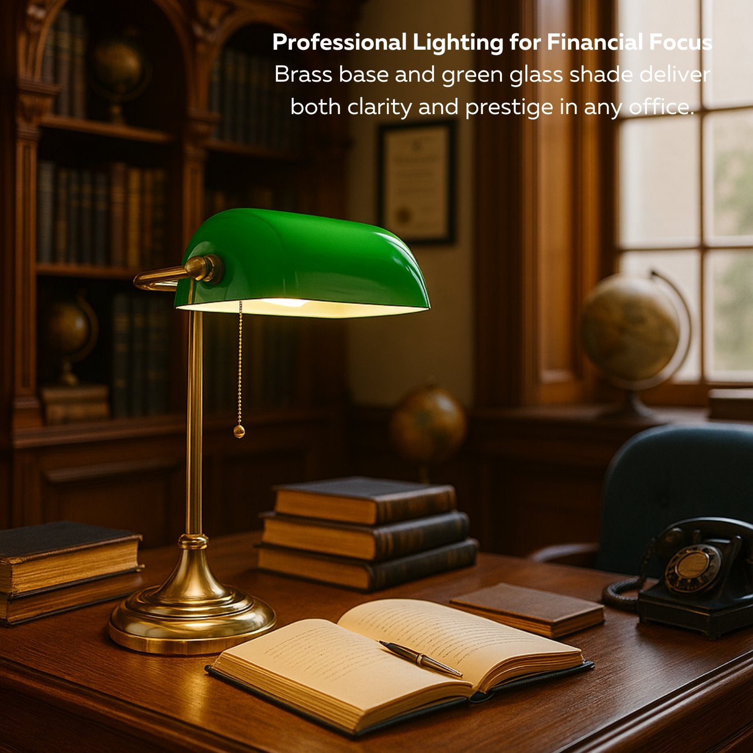 Bankers Desk Lamp with Glass Shade