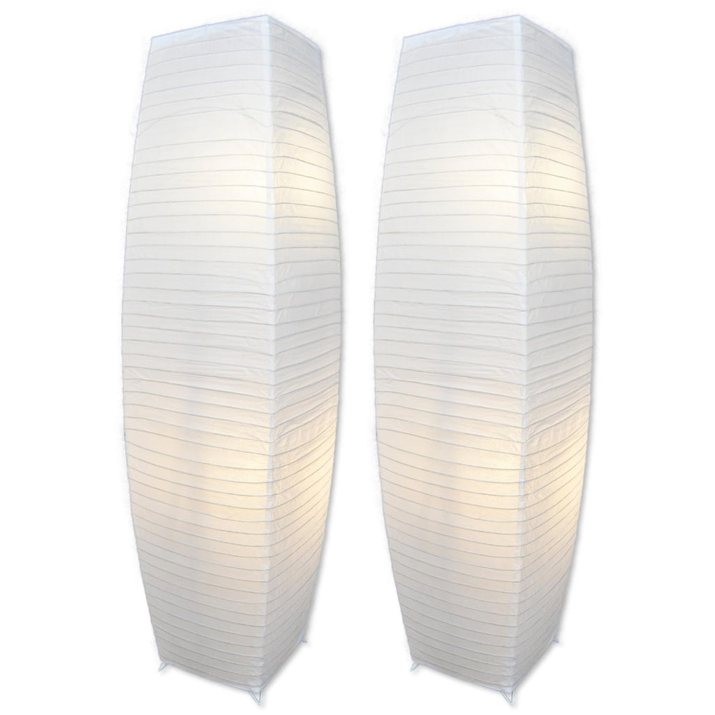 Japanese Rice Paper Floor Lamp 50” Tall Chrome Base with White Paper Shade