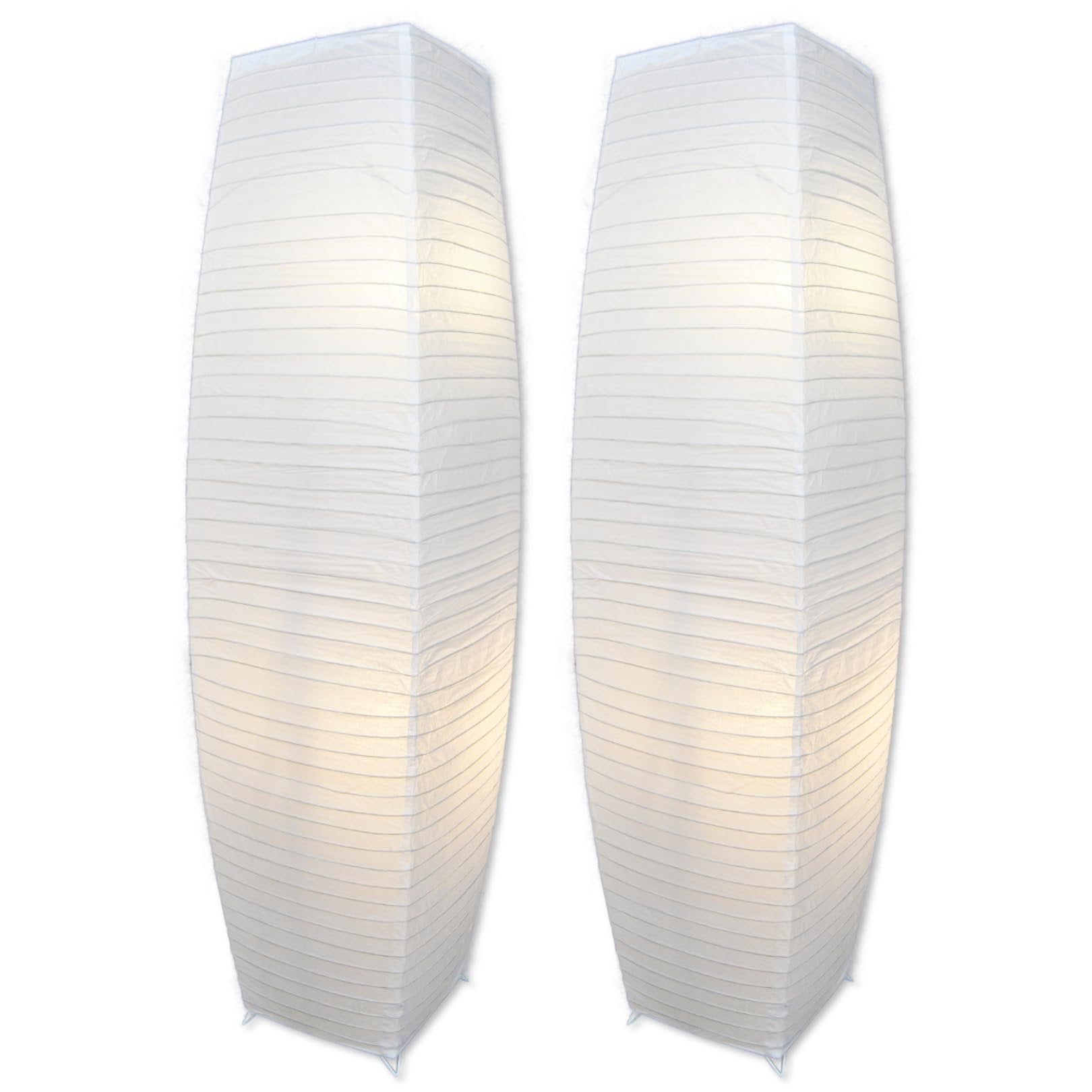 Japanese Rice Paper Floor Lamp 50” Tall Chrome Base with White Paper Shade