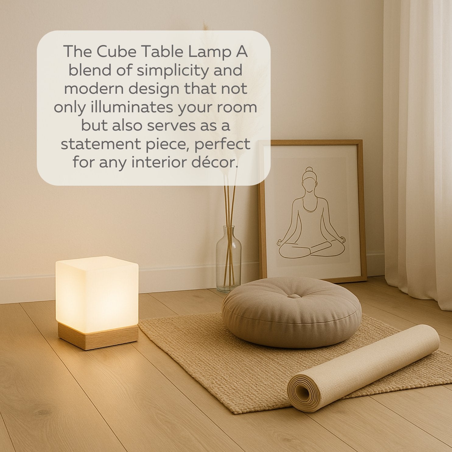 LIGHTACCENTS Square Lamp Accent Light Cube: Felix Glass Cube Table Lamp with 6W 2700K LED Bulb Included - Wooden Base Nightstand Cube Light for Bedside, Accent Lamp with Glass Shade