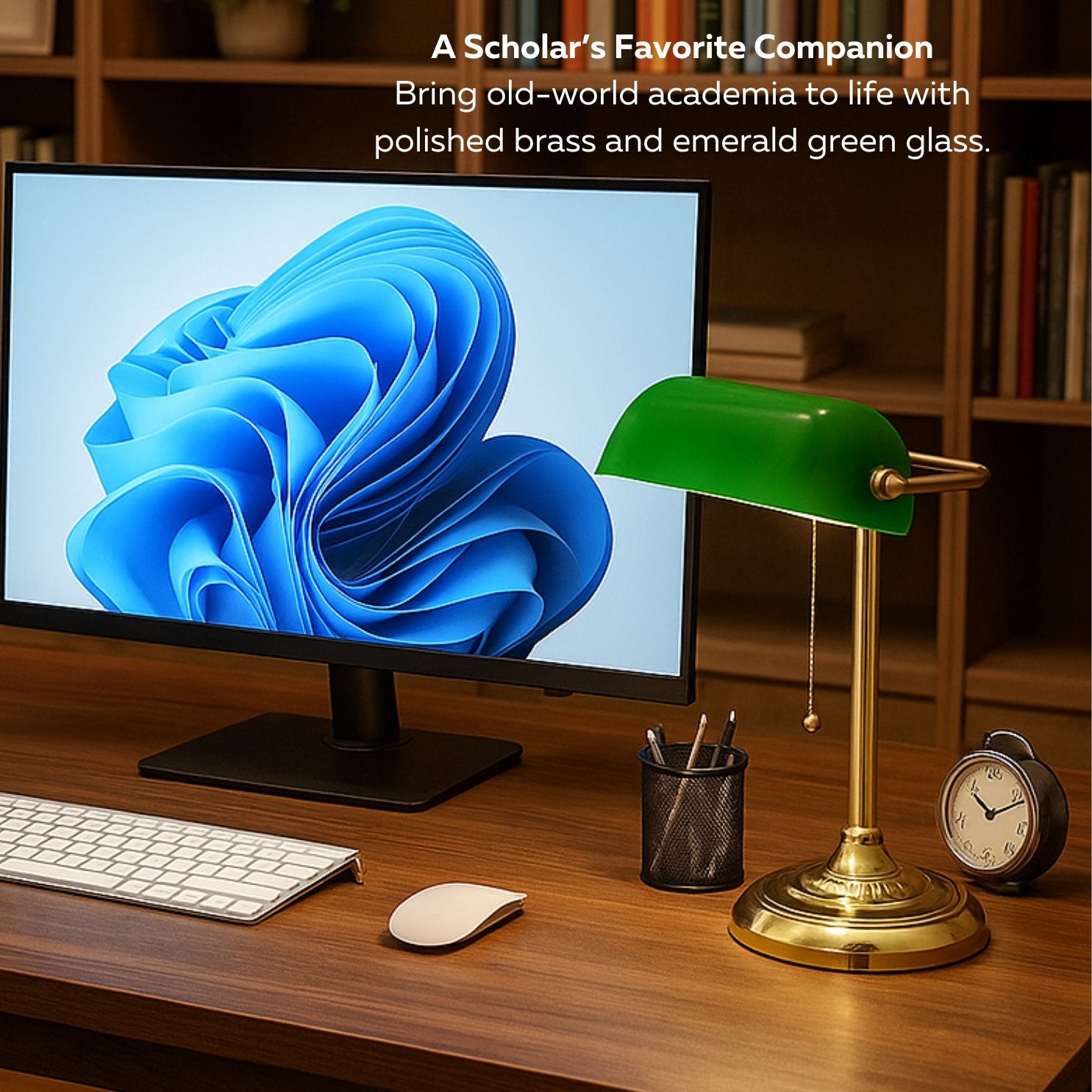 Bankers Desk Lamp with Glass Shade