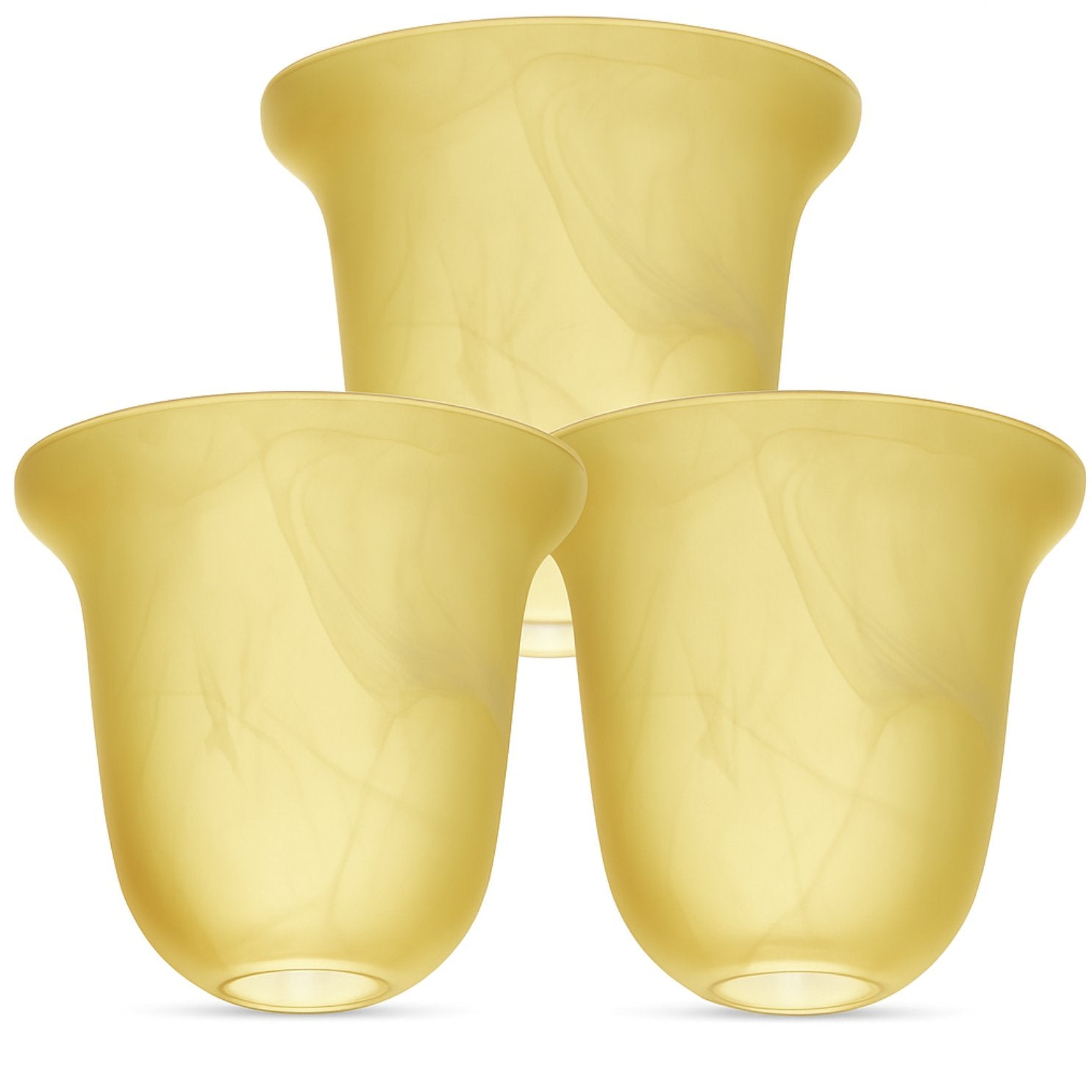 Amber Alabaster Glass Shade - Farmhouse Style for Chandeliers, Pendants, Wall Vanities & Table Lamps - 6"x6" - Socket Nut Compatible