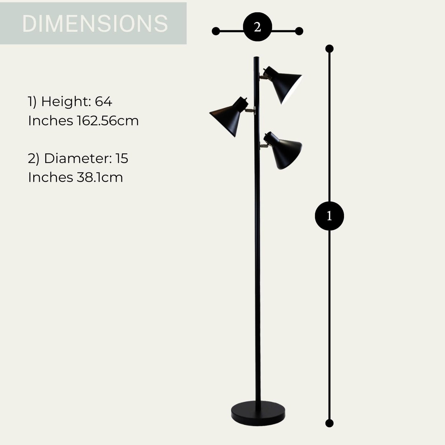 Multi Head Floor Lamp with 3 Adjustable Reading Lights