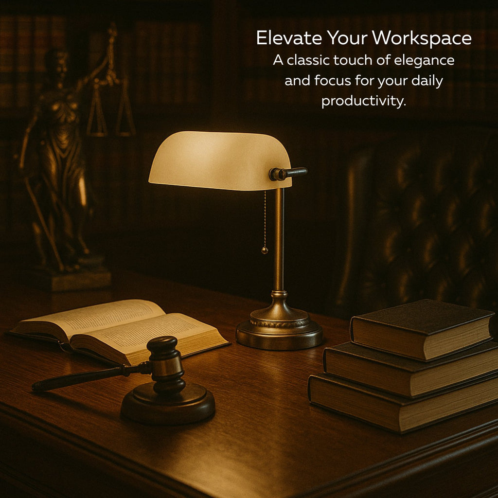 Bankers Desk Lamp with Glass Shade