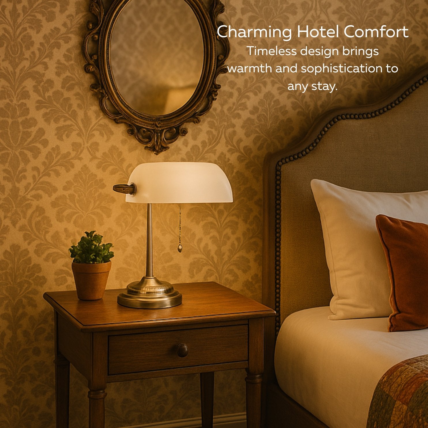 Bankers Desk Lamp with Glass Shade