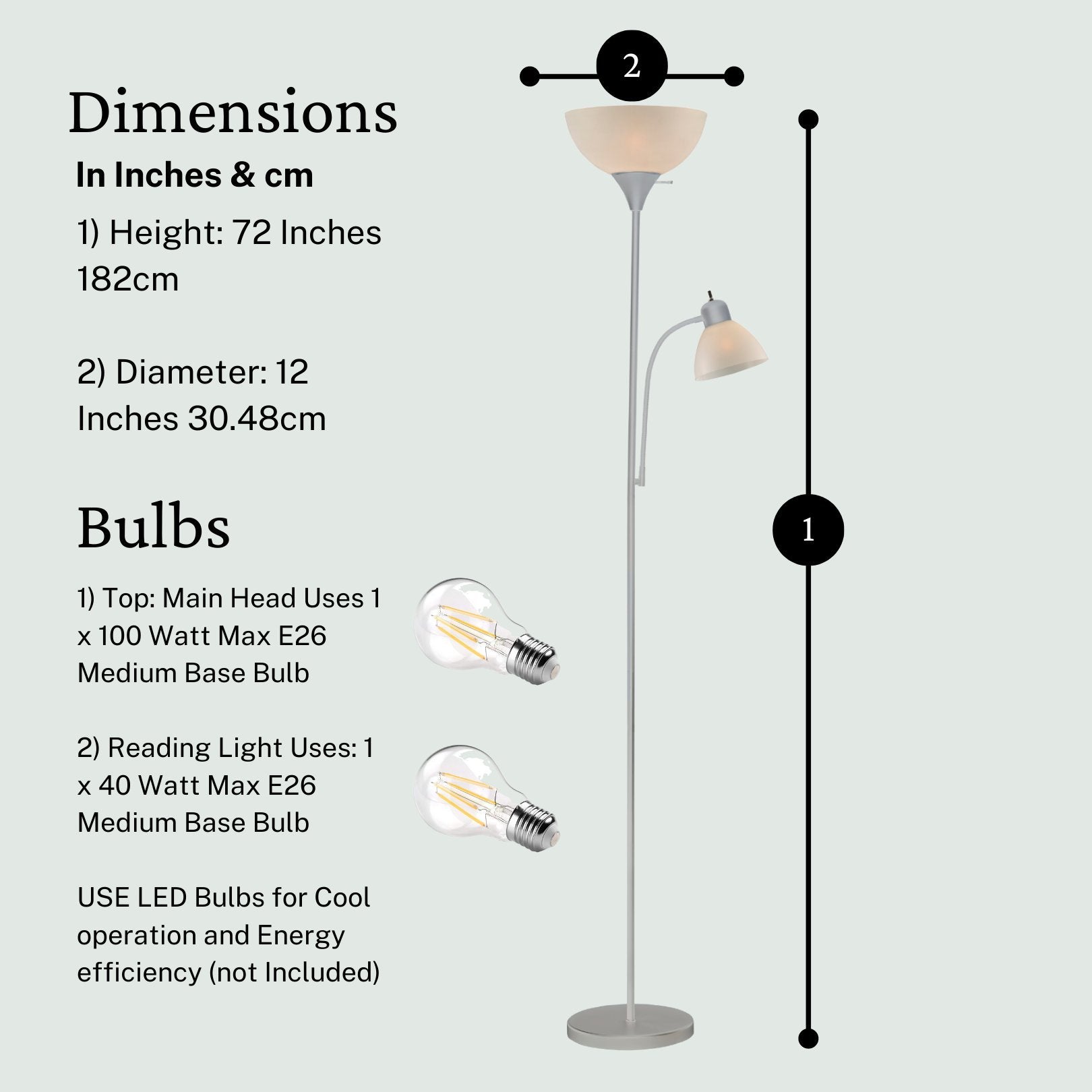 Torchiere Floor Lamp with Opal White Cone Shade