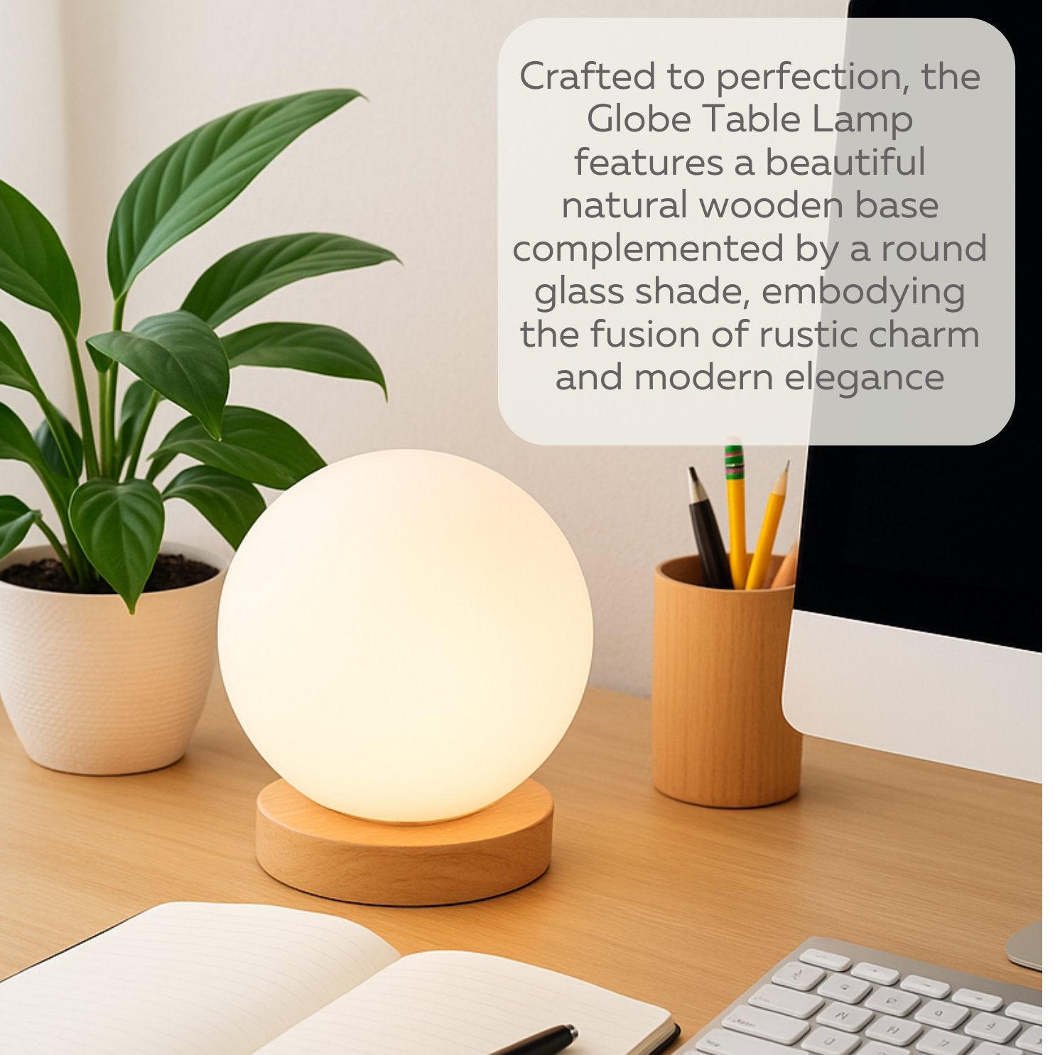 LIGHTACCENTS Square Lamp Accent Light Cube: Felix Glass Cube Table Lamp with 6W 2700K LED Bulb Included - Wooden Base Nightstand Cube Light for Bedside, Accent Lamp with Glass Shade