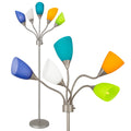 Medusa 5-Light Adjustable Floor Lamp – Black or Silver with White or Multicolor Shades