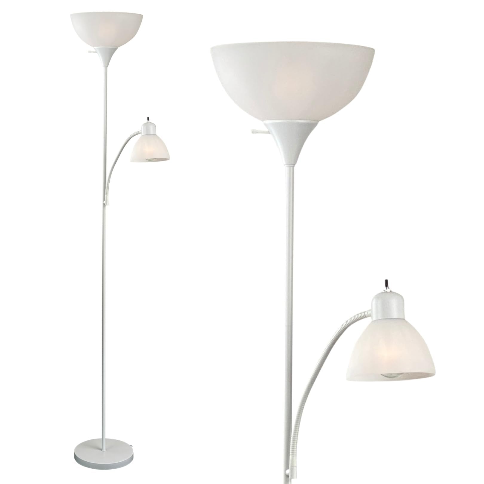 Torchiere Floor Lamp with Opal White Cone Shade