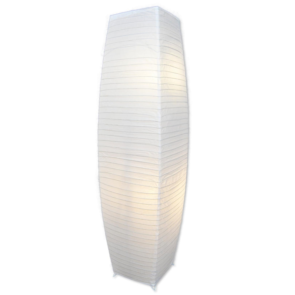 Japanese Rice Paper Floor Lamp 50” Tall Chrome Base with White Paper Shade