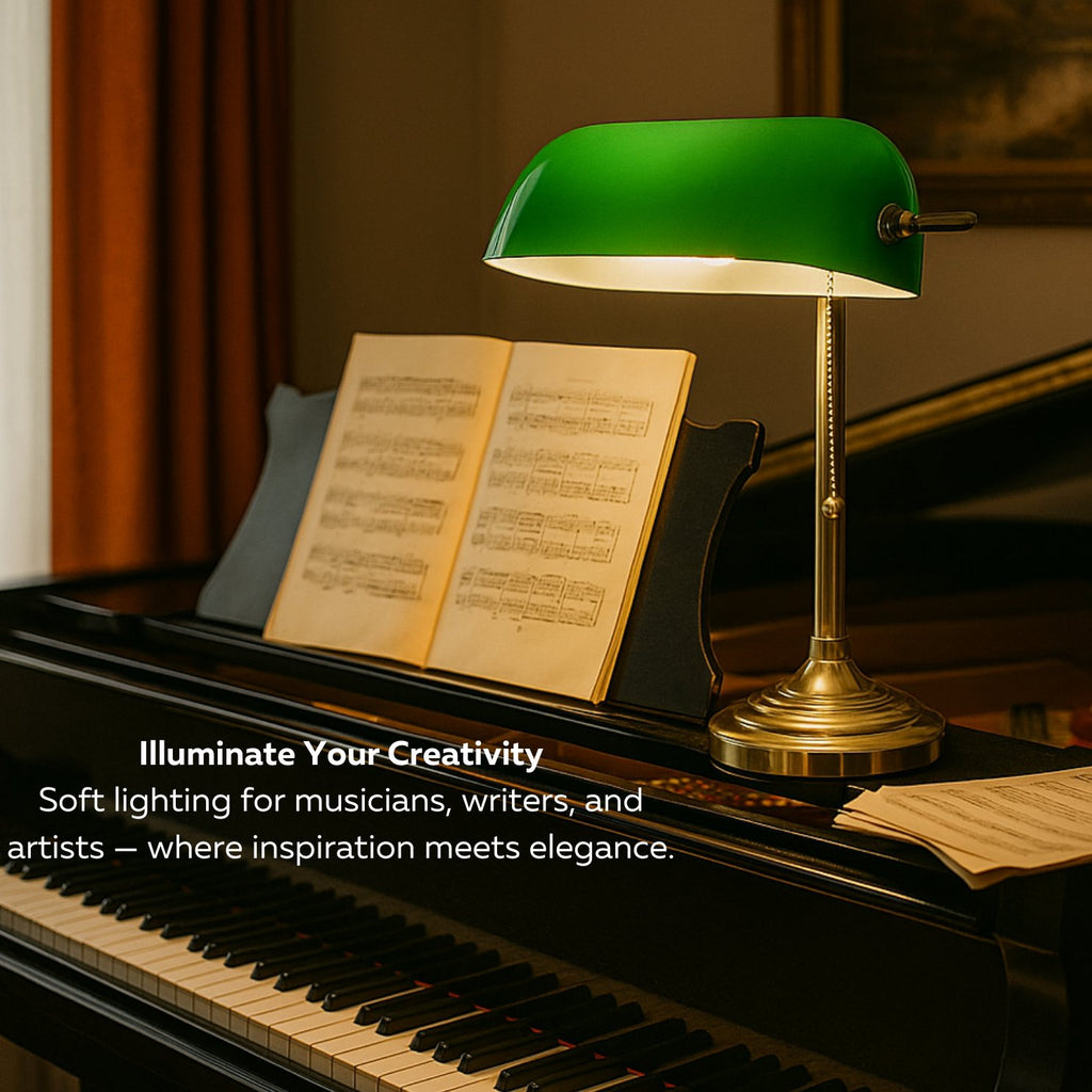 Bankers Desk Lamp with Glass Shade