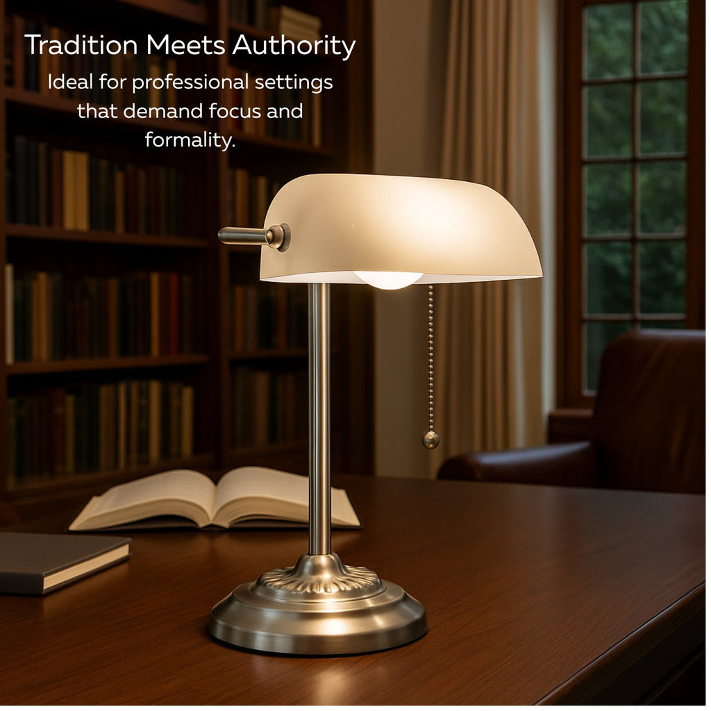 Bankers Desk Lamp with Glass Shade