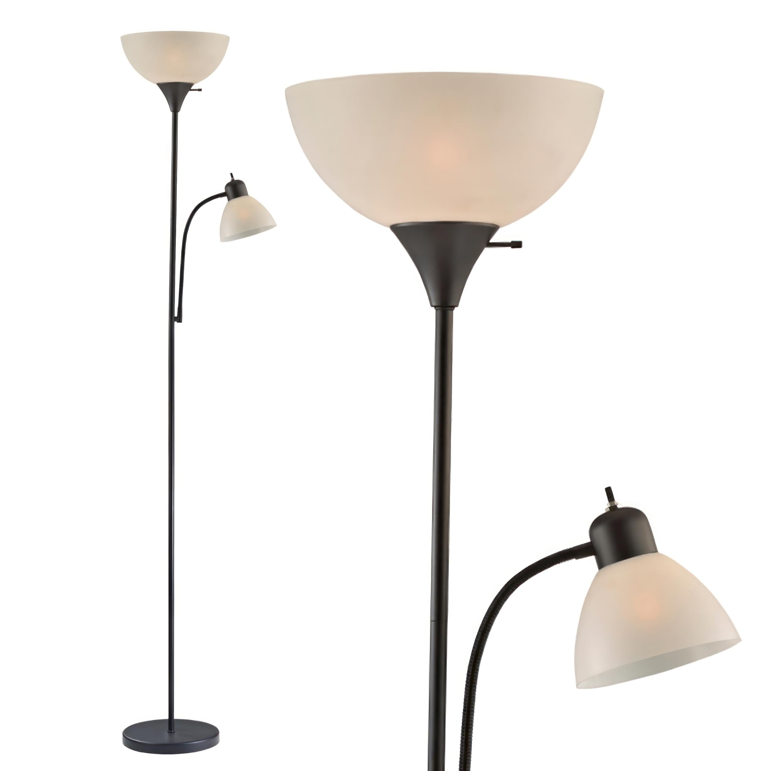 Torchiere Floor Lamp with Opal White Cone Shade