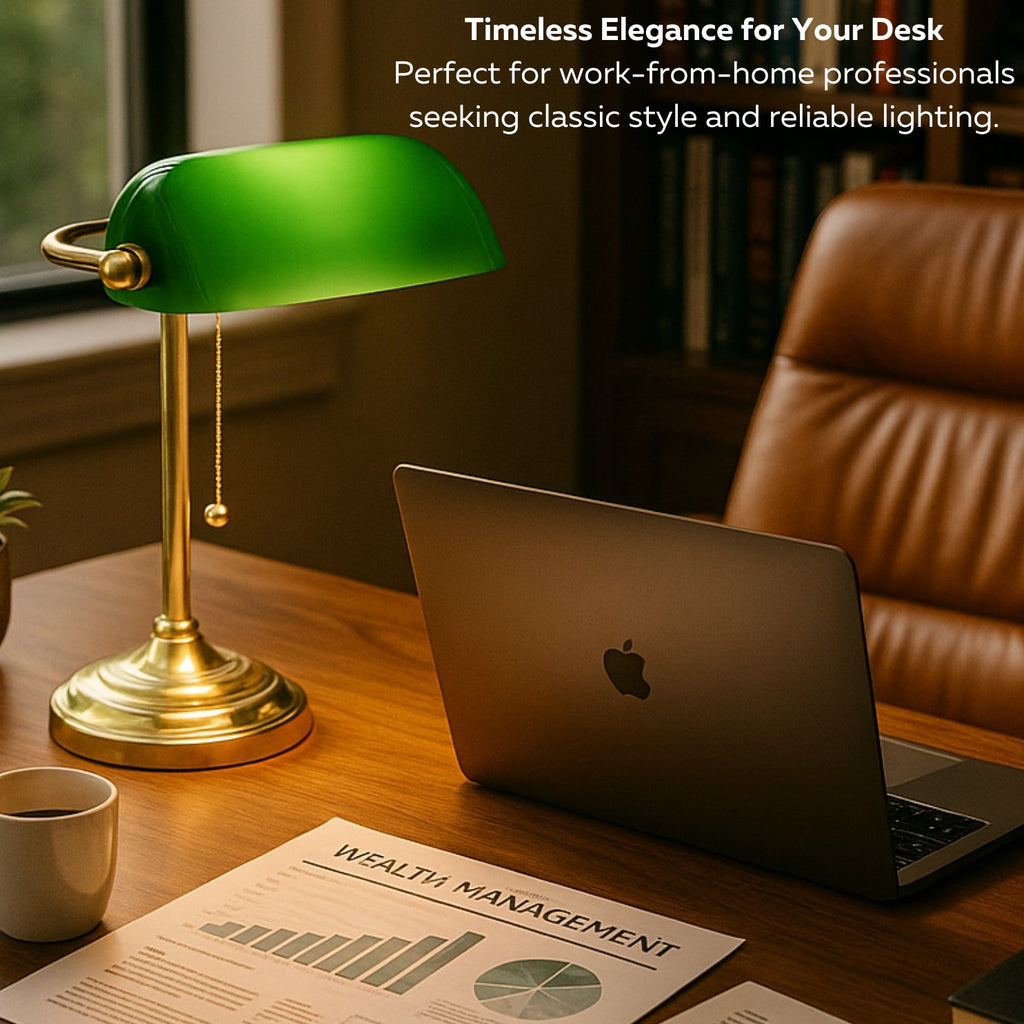 Bankers Desk Lamp with Glass Shade