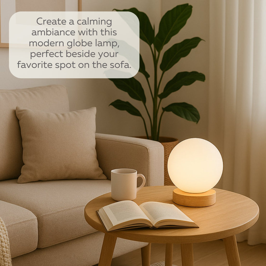 LIGHTACCENTS Square Lamp Accent Light Cube: Felix Glass Cube Table Lamp with 6W 2700K LED Bulb Included - Wooden Base Nightstand Cube Light for Bedside, Accent Lamp with Glass Shade