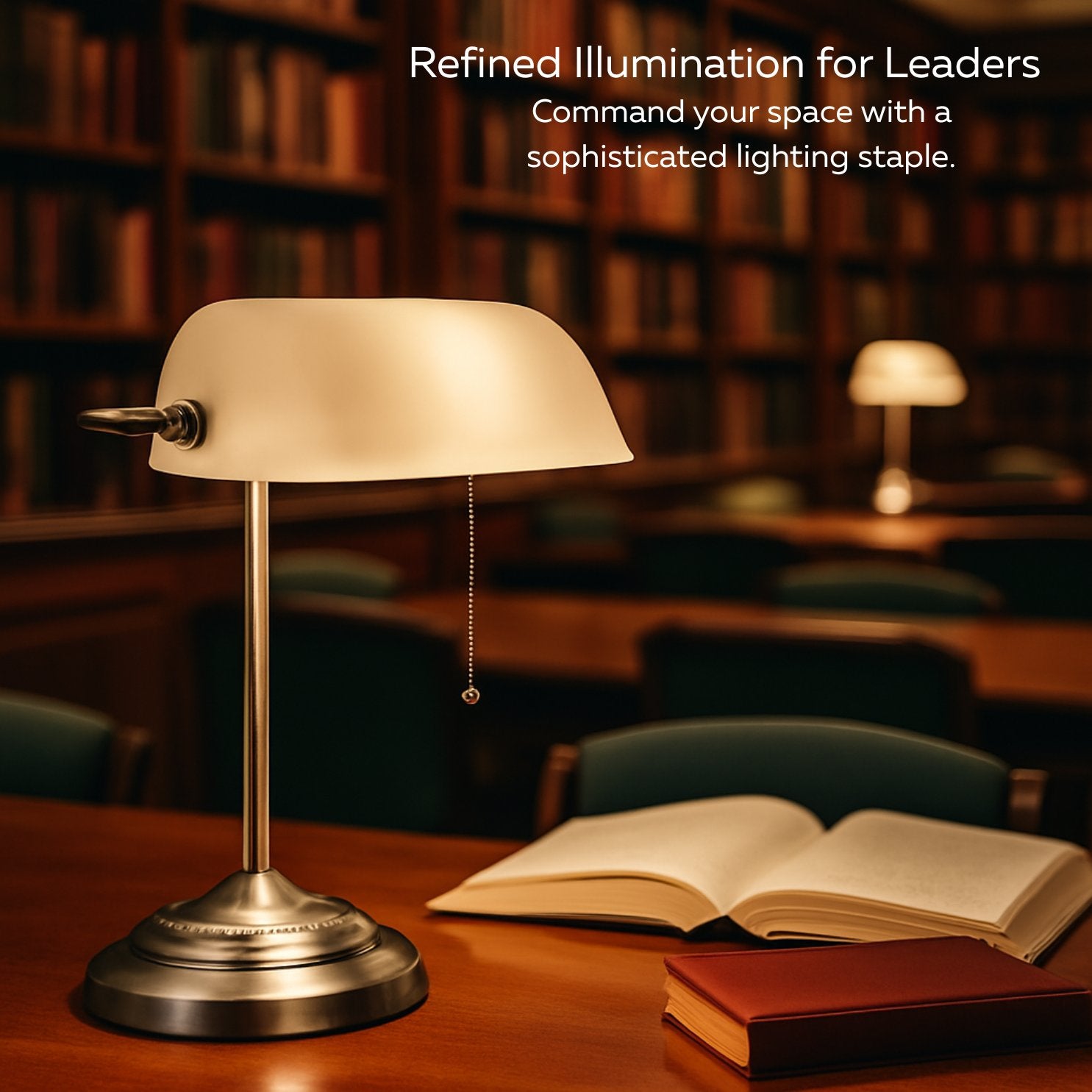 Bankers Desk Lamp with Glass Shade