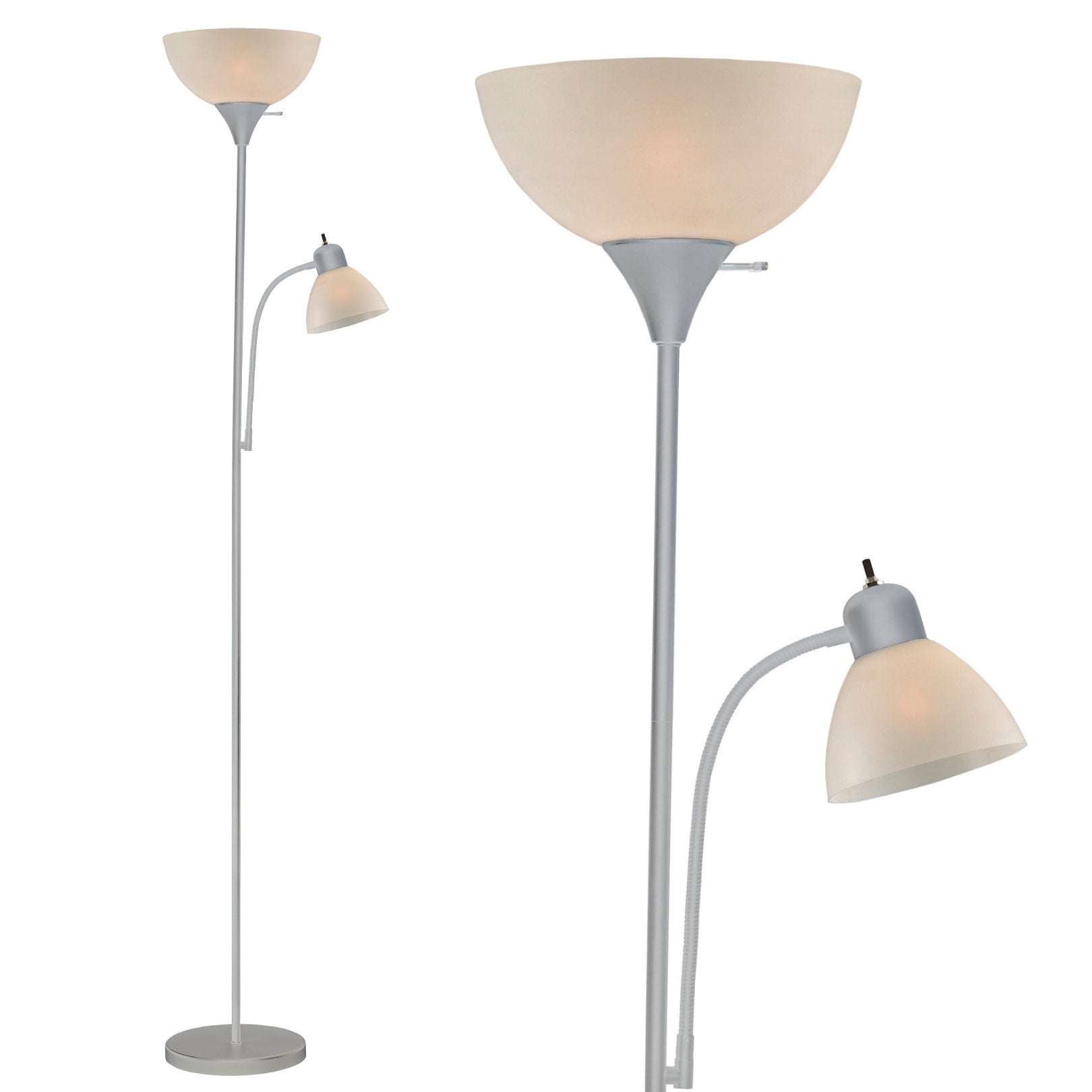 Torchiere Floor Lamp with Opal White Cone Shade