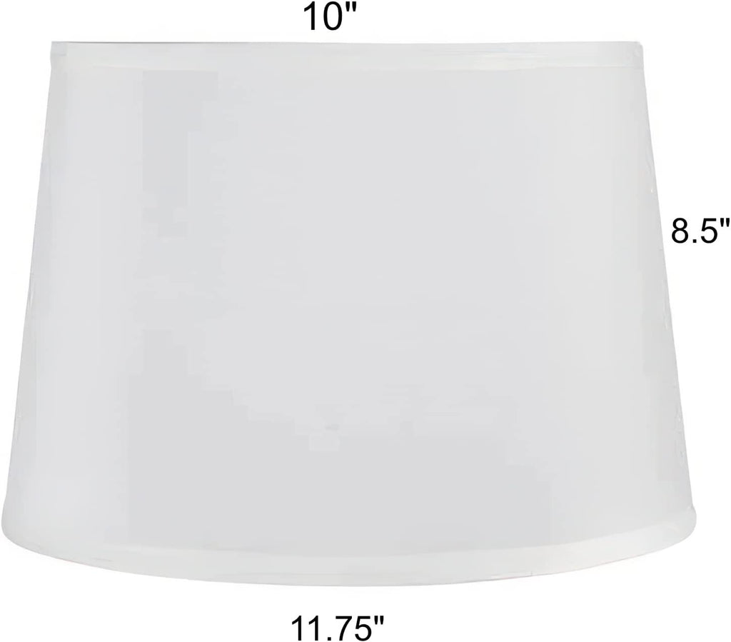 Lamp Shades For Table Lamps - Hand-Crafted Natural Linen Fabric (10" Top x 12" Diam x 9" Tall)- Fits Most Light Fixtures Nickel Spider Harp Included - White Linen Fabric with Nickel Finish (1-Pack)