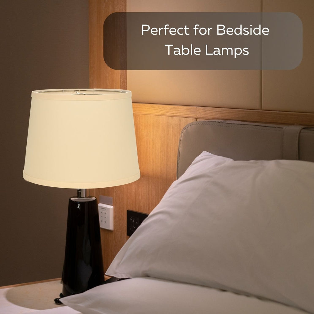 Lamp Shades For Table Lamps - Hand-Crafted Natural Linen Fabric (10" Top x 12" Diam x 9" Tall)- Fits Most Light Fixtures Nickel Spider Harp Included - Beige Linen Fabric with Nickel Finish (2-Pack)