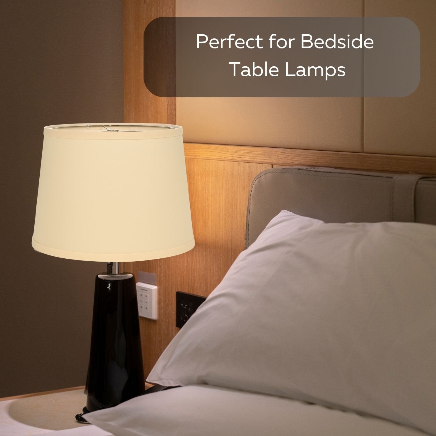 Lamp Shades For Table Lamps - Hand-Crafted Natural Linen Fabric (10" Top x 12" Diam x 9" Tall)- Fits Most Light Fixtures Nickel Spider Harp Included - Beige Linen Fabric with Nickel Finish (2-Pack)