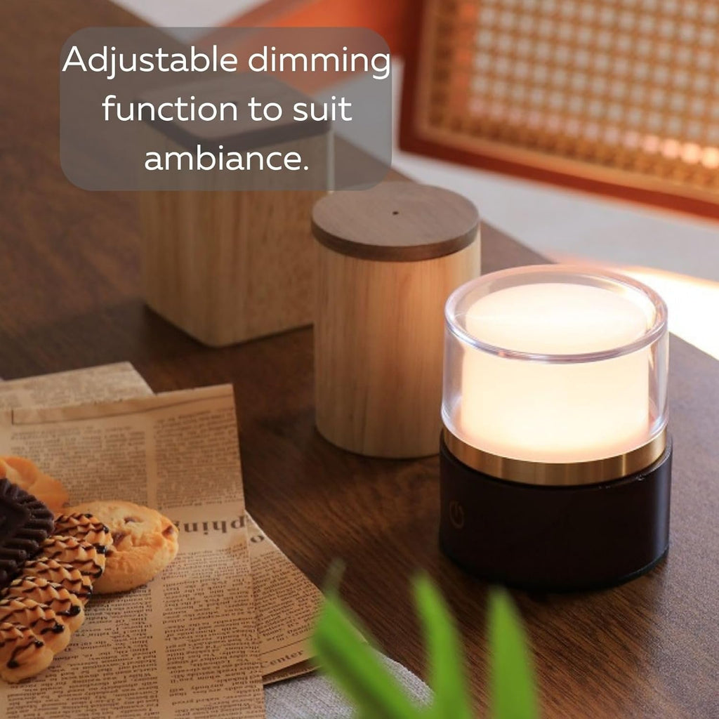 Aurora Rechargeable Cordless Table Lamp – Dimmable LED Lamp for Indoor/Outdoor Dining – Portable Wireless Battery Powered Table Light for Bedroom, Patio, or Living Room