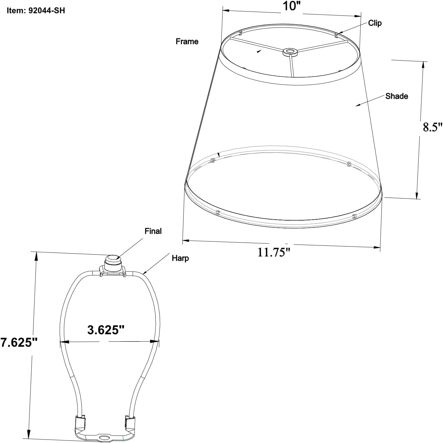 Lamp Shades For Table Lamps - Hand-Crafted Natural Linen Fabric (10" Top x 12" Diam x 9" Tall)- Fits Most Light Fixtures Nickel Spider Harp Included - White Linen Fabric with Nickel Finish (1-Pack)