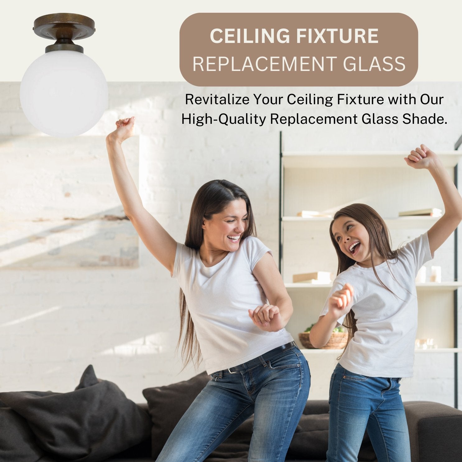 Ceiling Fan Light Covers – Opal White Glass Globes for Ceiling Fan or Flush Mount Lights – Replacement Glass Lamp Shades, Easy to Install Fan Light Globe Replacement