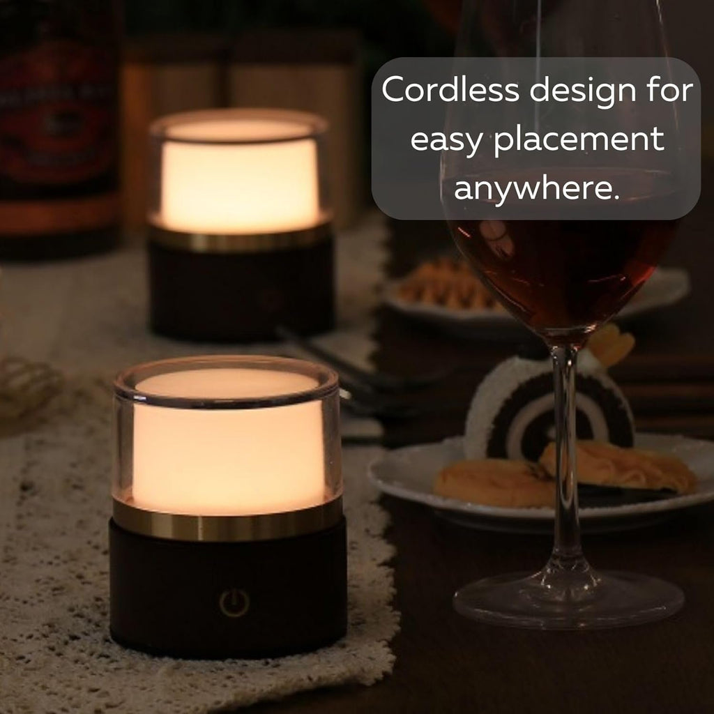 Aurora Rechargeable Cordless Table Lamp – Dimmable LED Lamp for Indoor/Outdoor Dining – Portable Wireless Battery Powered Table Light for Bedroom, Patio, or Living Room