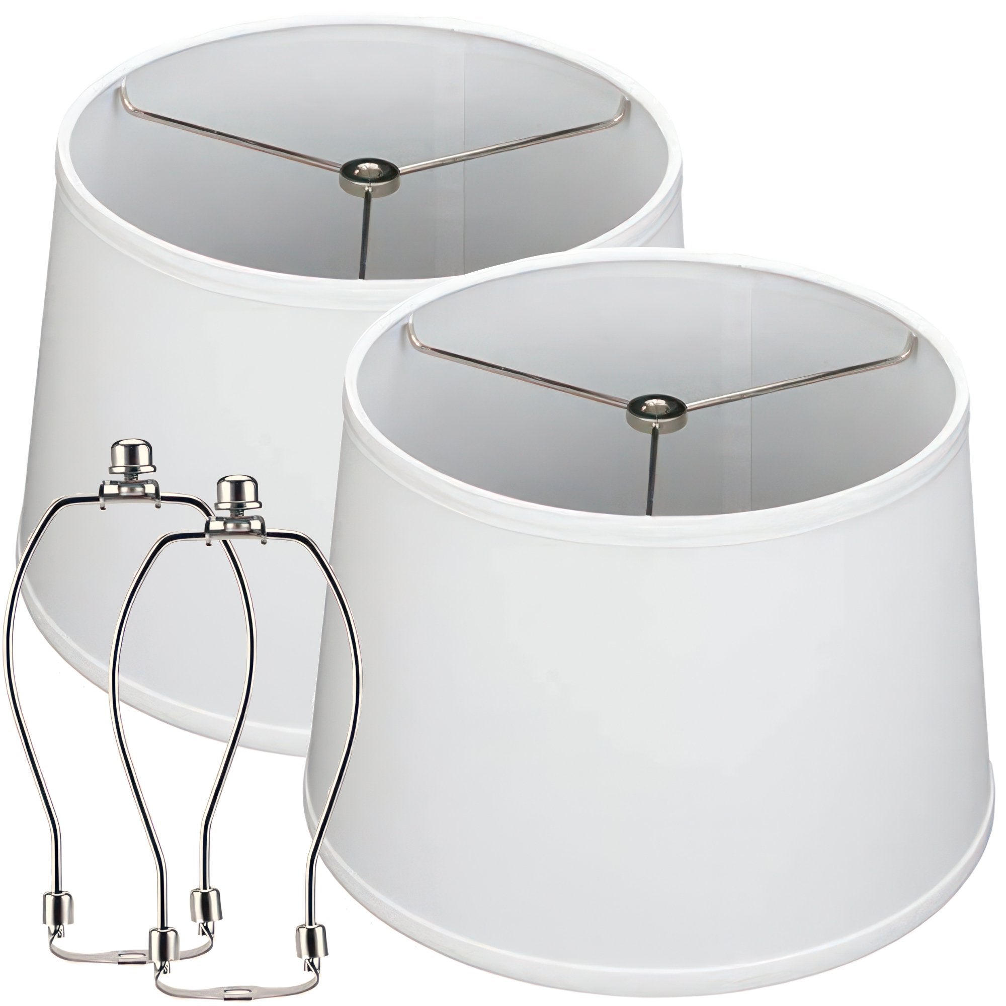 Lamp Shades For Table Lamps - Hand-Crafted Natural Linen Fabric (10" Top x 12" Diam x 9" Tall)- Fits Most Light Fixtures Nickel Spider Harp Included - White Linen Fabric with Nickel Finish (1-Pack)