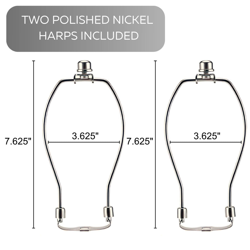 Lamp Shades For Table Lamps - Hand-Crafted Natural Linen Fabric (10" Top x 12" Diam x 9" Tall)- Fits Most Light Fixtures Nickel Spider Harp Included - Beige Linen Fabric with Nickel Finish (2-Pack)