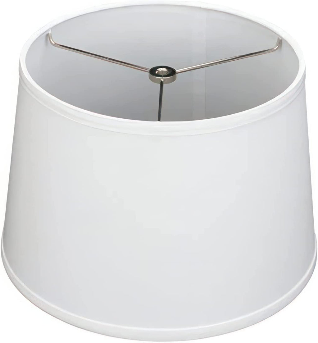 Lamp Shades For Table Lamps - Hand-Crafted Natural Linen Fabric (10" Top x 12" Diam x 9" Tall)- Fits Most Light Fixtures Nickel Spider Harp Included - White Linen Fabric with Nickel Finish (1-Pack)