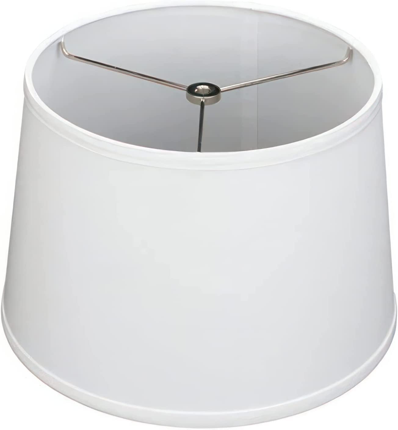 Lamp Shades For Table Lamps - Hand-Crafted Natural Linen Fabric (10" Top x 12" Diam x 9" Tall)- Fits Most Light Fixtures Nickel Spider Harp Included - White Linen Fabric with Nickel Finish (1-Pack)